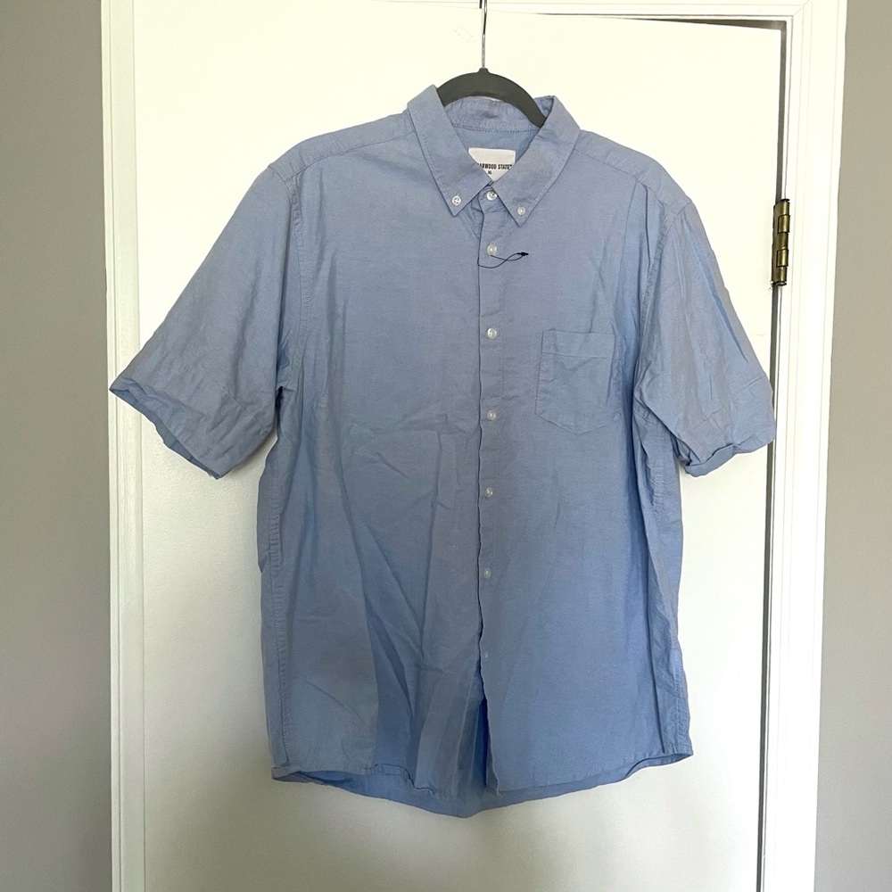 Blue Short Sleeve Button Collar Shirt